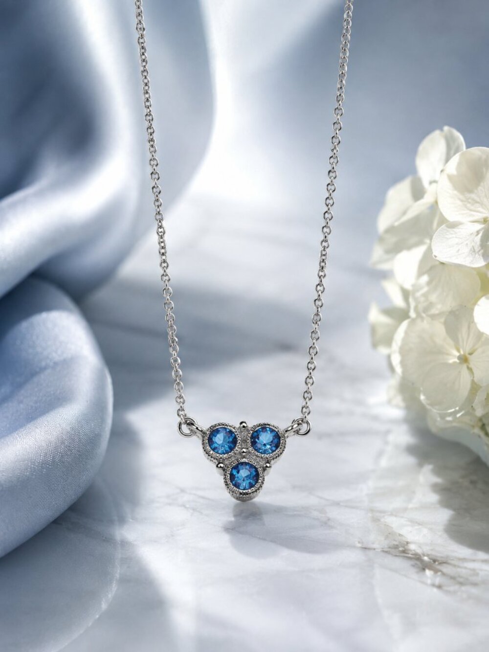 Judith Ripka Blue Topaz Necklace .925 18"